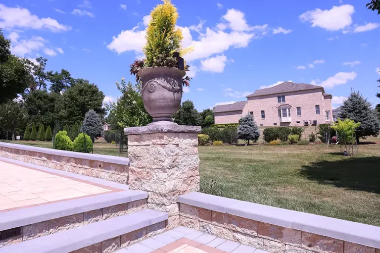 Elegant patio column with potted plant feature — Silver Spring, MD
