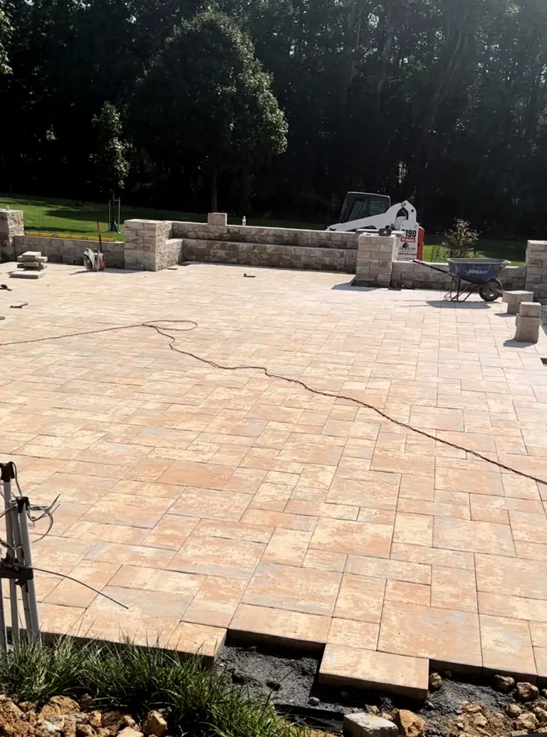 Concrete footer being poured – Landscaping and Hardscaping in Silver Spring, MD