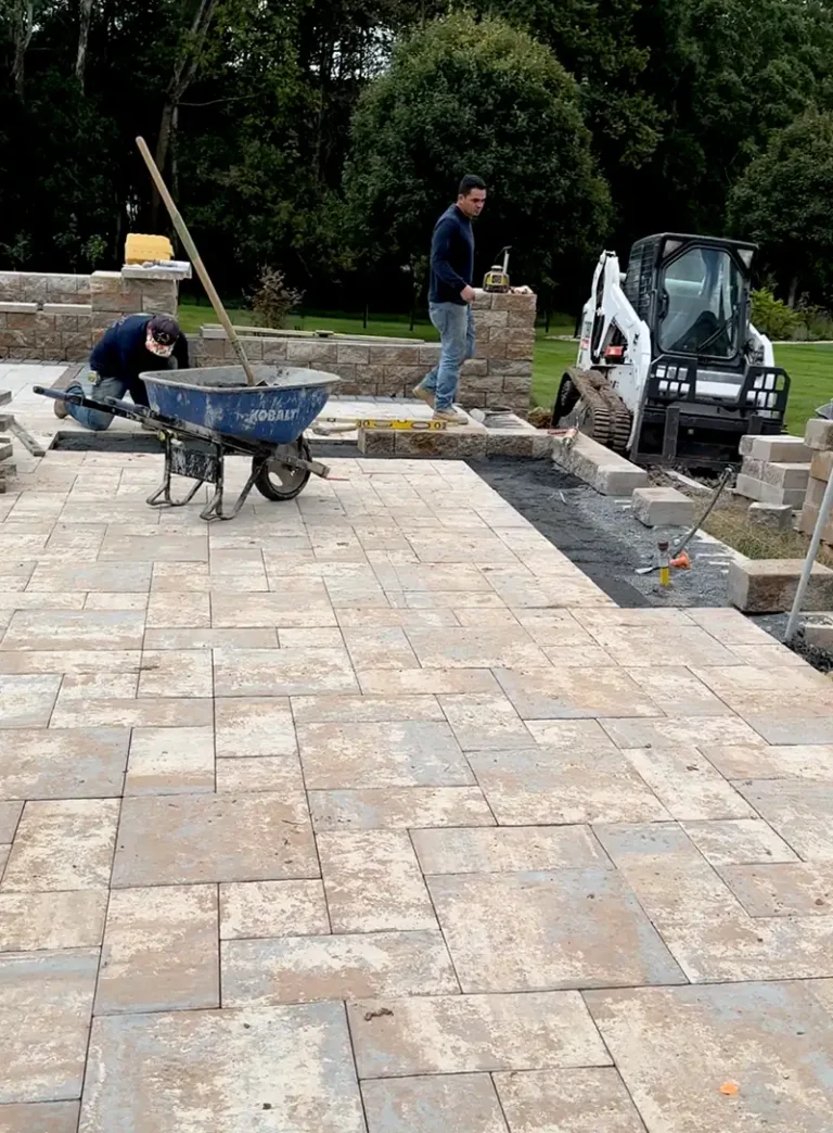 Installing paver base layer – Landscaping and Hardscaping in Silver Spring, MD