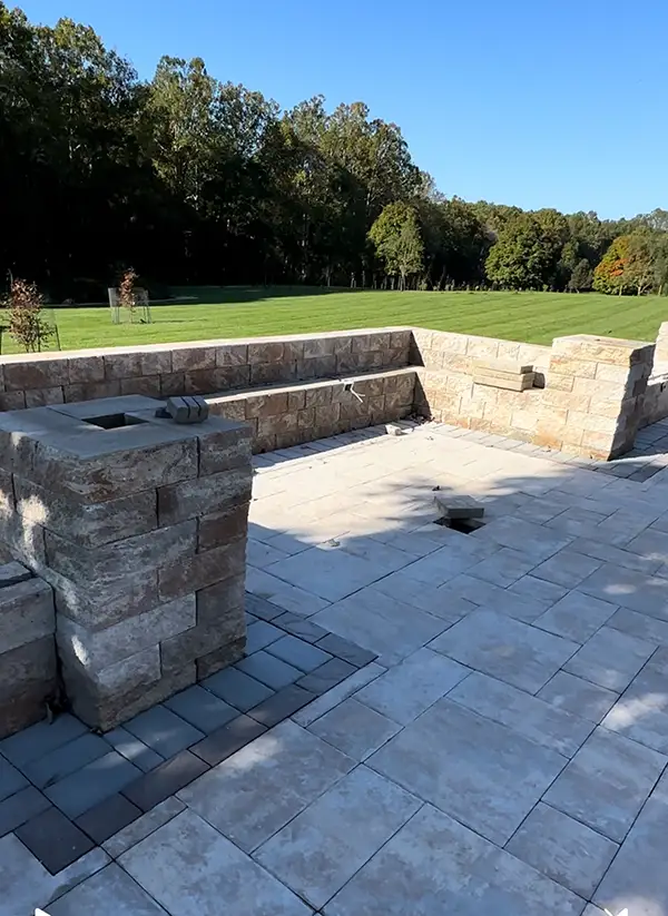 Retaining wall base installation – Landscaping and Hardscaping in Silver Spring, MD