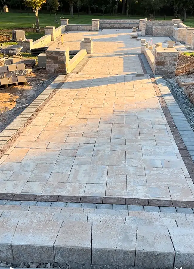 Walkway with pavers and decorative border installation — Hardscaping in Silver Spring, MD
