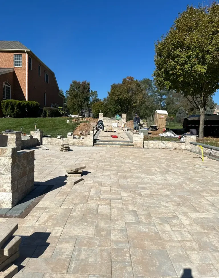 Installing custom paver patio and stone stairs — Landscaping and Hardscaping in Silver Spring, MD