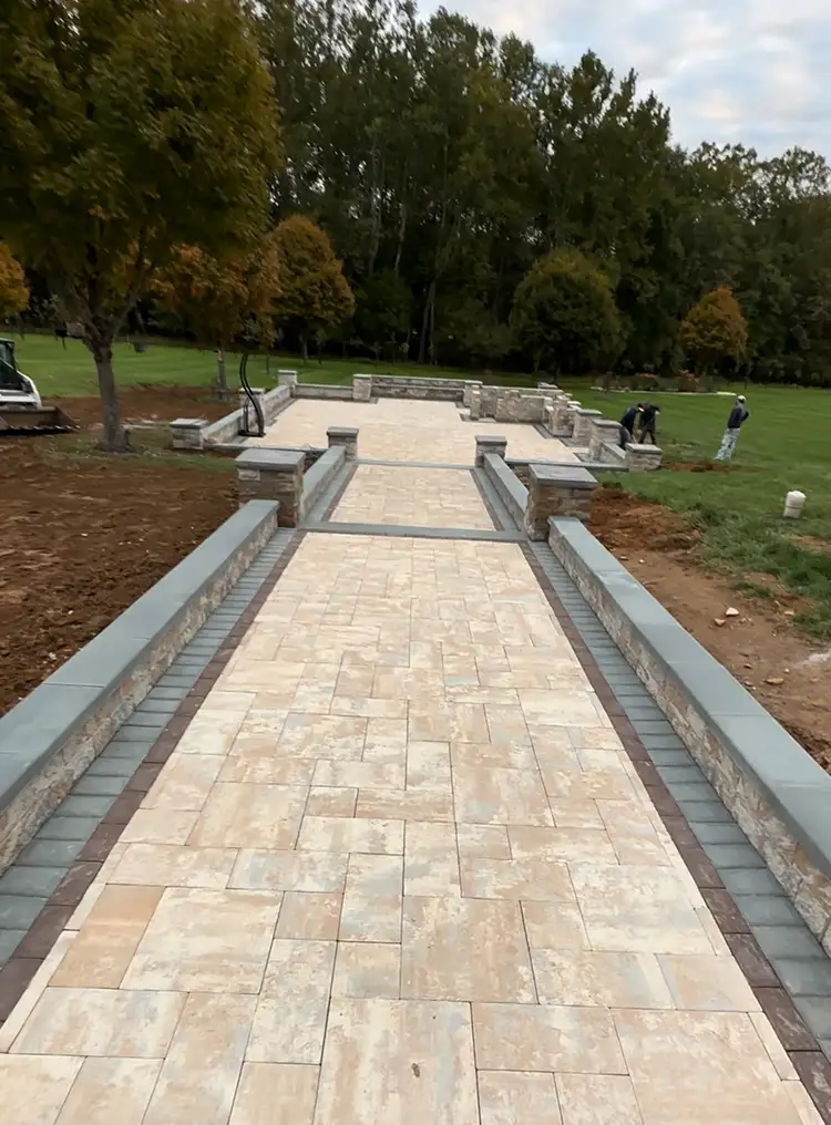 Compacting final sand layer for patio – Landscaping and Hardscaping in Silver SprCompacting final sand layer for patio – Landscaping and Hardscaping in Silver Spring, MD