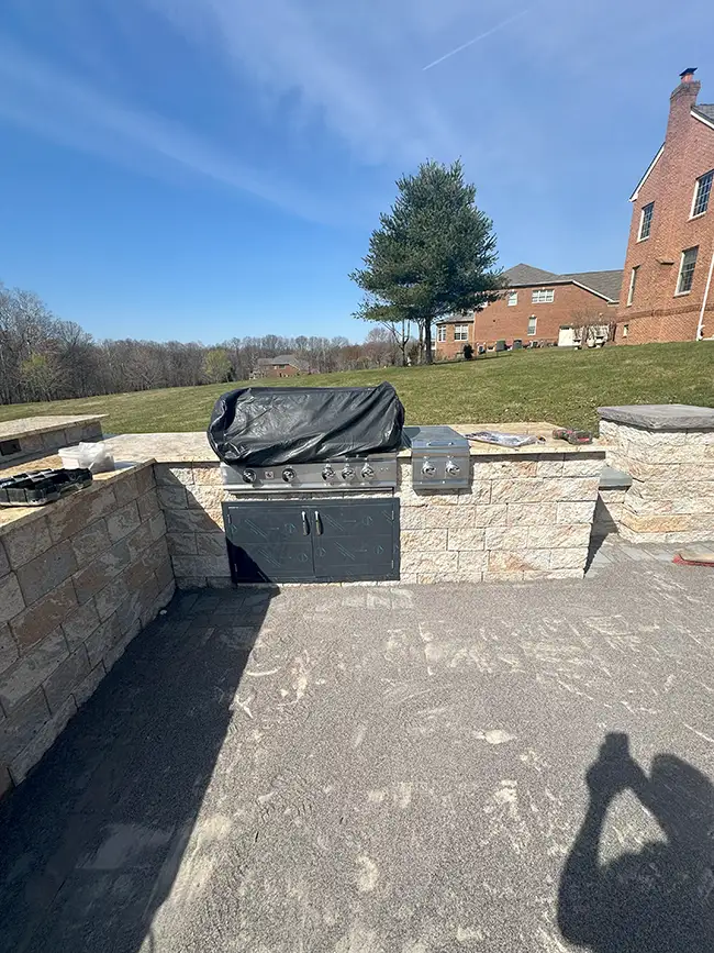 Building the fire pit foundation – Landscaping and Hardscaping in Silver Spring, MD